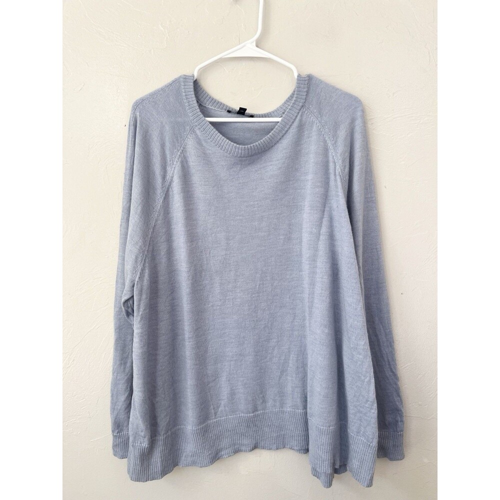 $208 Eileen Fisher DAWN MERINO Wool Boxy Sweater Tunic Shirt TOP Size XL Blue - Picture 2 of 7
